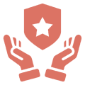 Hands holding a shield with a star symbolizing protection and security.