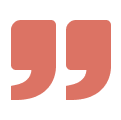 A large, stylized quotation mark in orange on a white background.