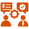 An orange icon of a location marker with a map and a house symbol.